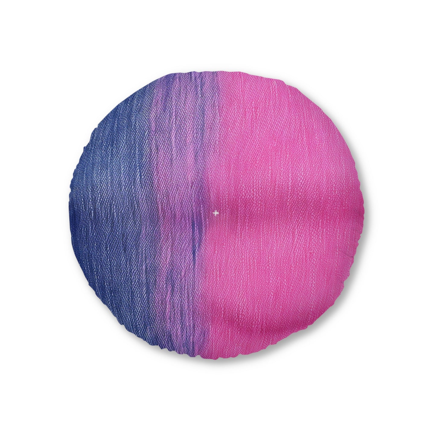 Dual Delight: Half-and-Half Pink & Blue Denim Daydream - Tufted Floor Pillow, Round