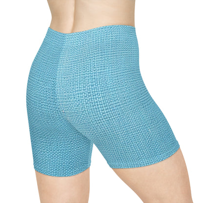 Bright Aqua Teal: Denim-Inspired Refreshing Blue Summer Fabric - Women's Biker Shorts (AOP)