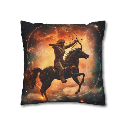 Sagittarius Constellation Totem - Archer in Action Zodiac Symbol - Spun Polyester Square Pillow Case