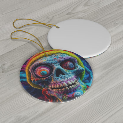 Crochet Skull Halloween Scary Horror Design - Ceramic Ornament, 4 Shapes