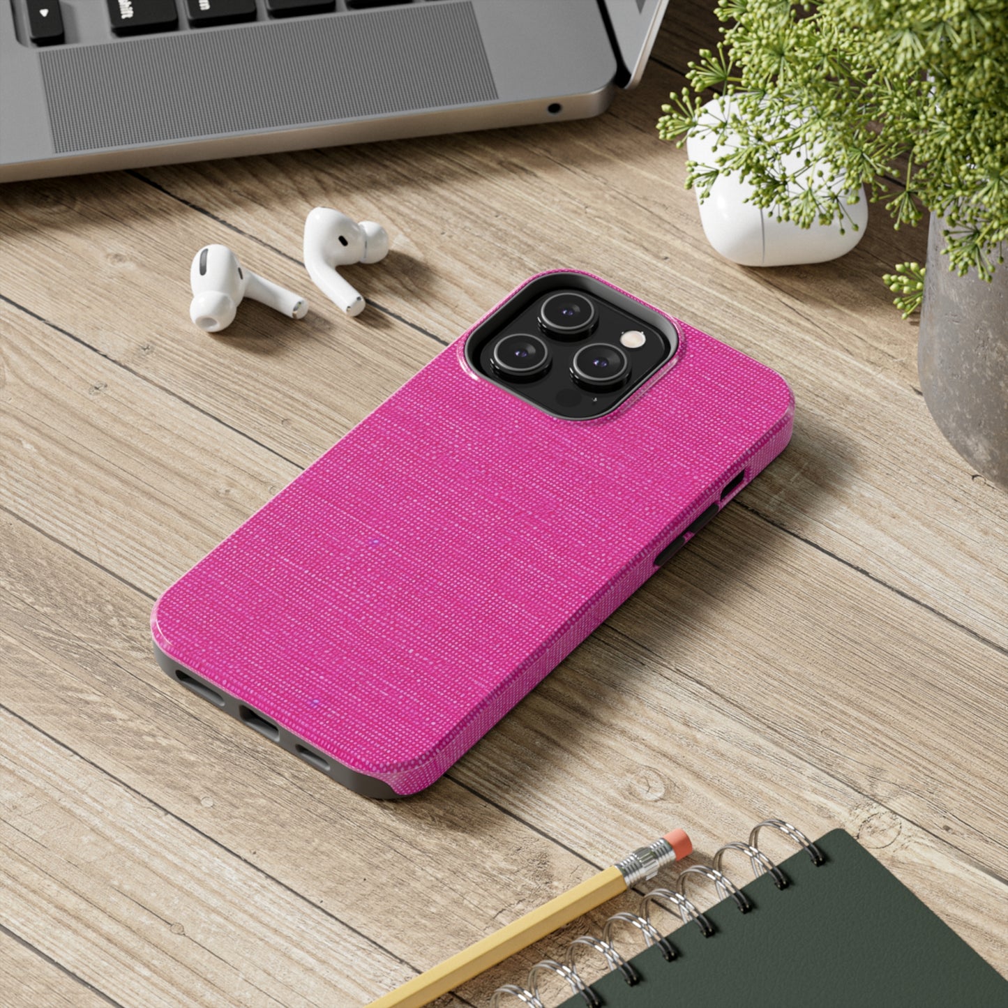 Hot Neon Pink Doll Like: Denim-Inspired, Bold & Bright Fabric - Tough Phone Cases