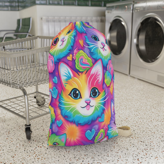 Happy Kitten & Cat Design - Vivid, Colorful & Eye-Catching - Laundry Bag