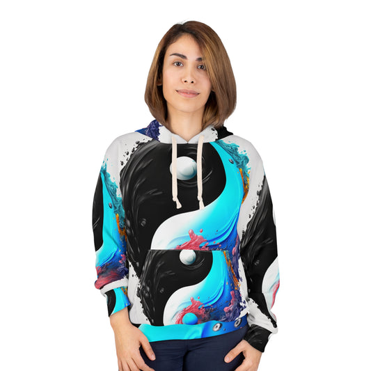 Yin Yang Symbol, Colorful Paint Style - Artistic Decor - Unisex Pullover Hoodie (AOP)