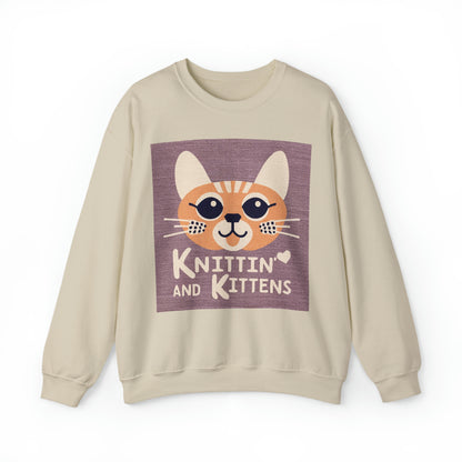 Amantes astutos de los gatos: tejido único con gatitos - Sudadera unisex con cuello redondo Heavy Blend™