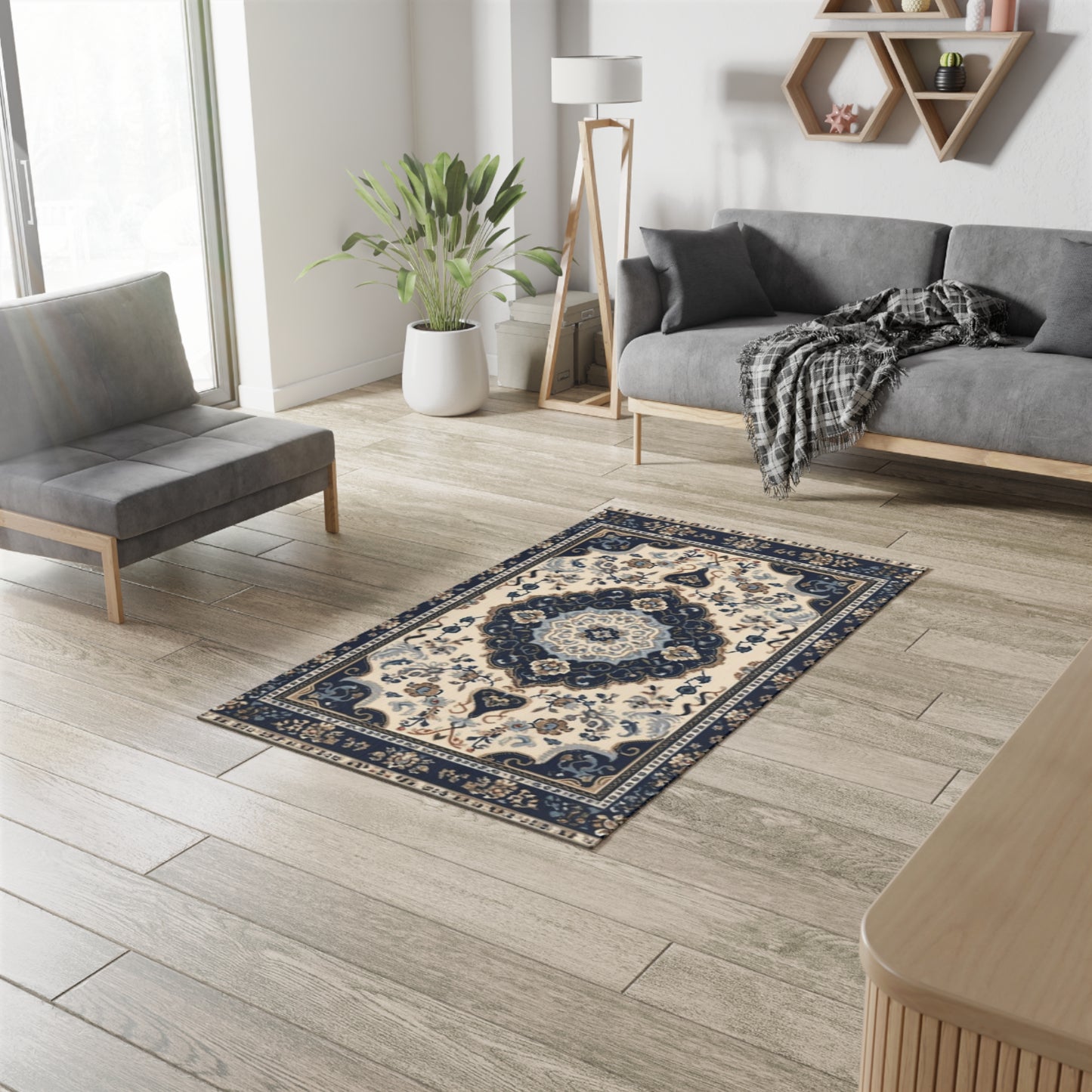 Elegant Dobby Rug with Intricate Oriental Design - High-Quality Material