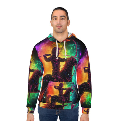 Colorful Sagittarius Zodiac Sign - Star Universe Theme - Unisex Pullover Hoodie (AOP)