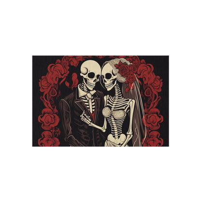 Halloween Wedding Bride & Groom Love - Holiday Festive - Outdoor Rug