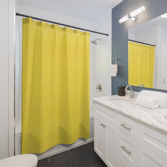 Sunshine Yellow Lemon: Denim-Inspired, Cheerful Fabric - Shower Curtains