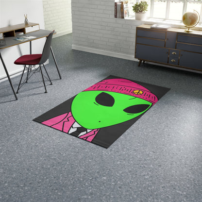 Pink Peace Hat Suit Green Alien Visitor Dobby Rug