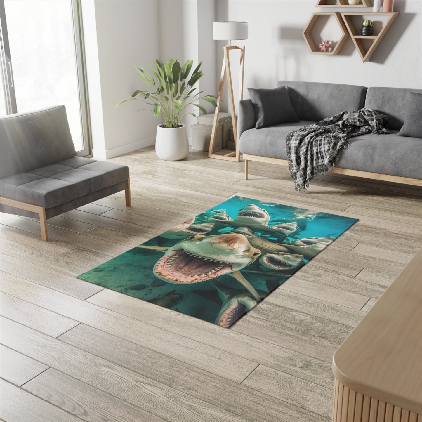 Laughing Lemon Sharks: Joyful Sea Jaws Ocean Deep - Dobby Rug