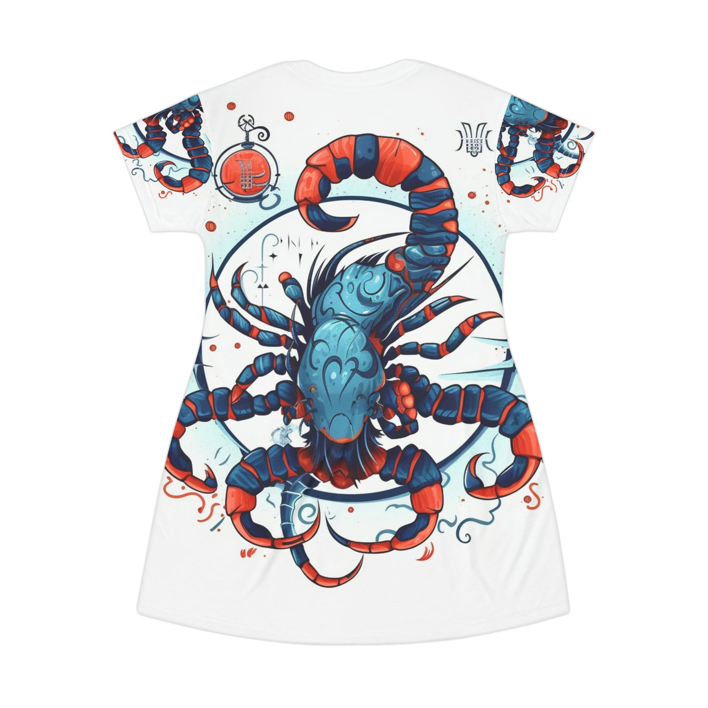 Cute Scorpio Zodiac Sign - Big Claws, Long Tail Cosmic Astrology Symbol - T-Shirt Dress (AOP)