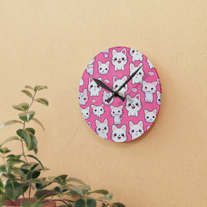 Kawaii Kitten Anime Cat Acrylic Wall Clock