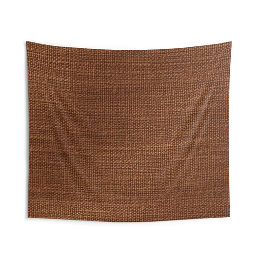 Luxe Dark Brown: Denim-Inspired, Distinctively Textured Fabric - Indoor Wall Tapestries