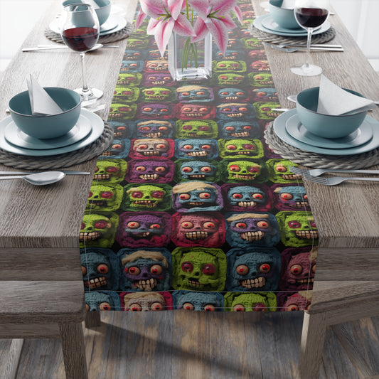 Zombie Crochet Halloween Spooky Holiday Festive Horror Living Dead - Table Runner (Cotton, Poly)