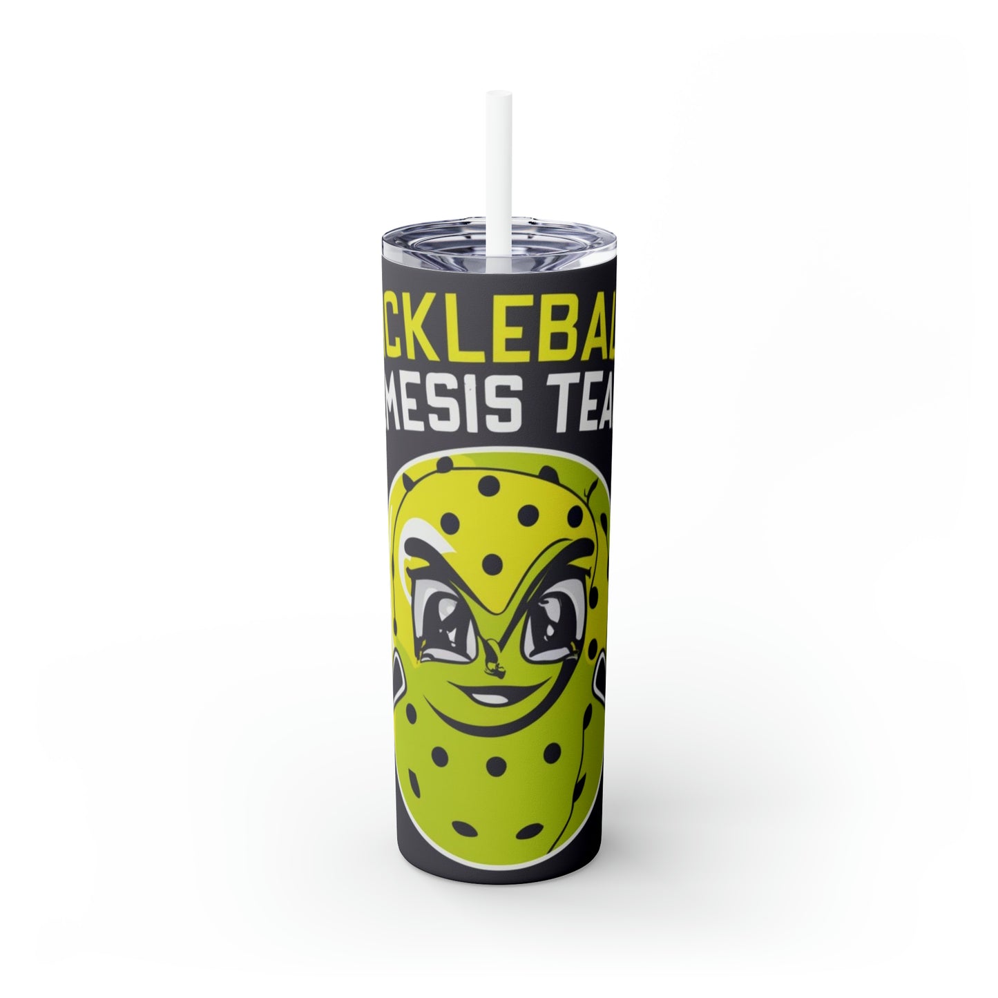 Pickleball Nemesis - Vaso delgado con pajita, 20 oz