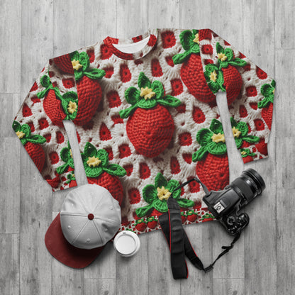 Patrón de Ganchillo Fresa - Amigurumi Fresas - Diseño de Frutas para Hogar y Regalos - Sudadera Unisex (AOP) 