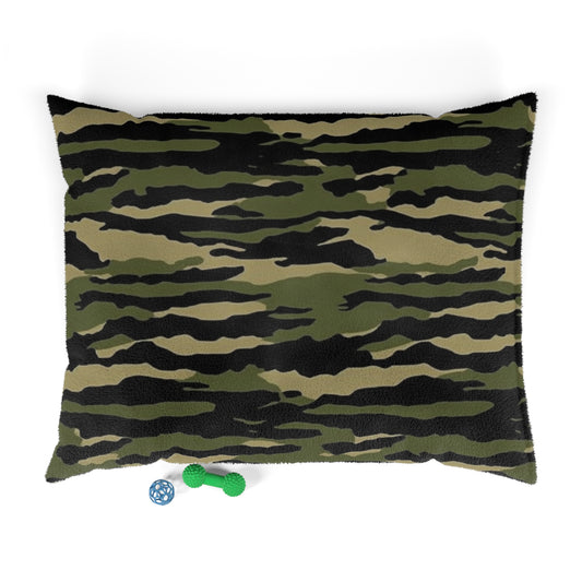 Camuflaje de rayas de tigre: estilo militar - Cama para perros y mascotas 