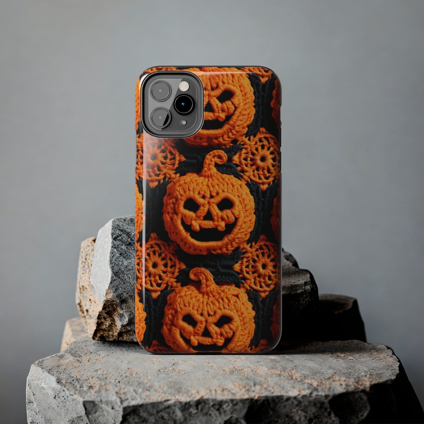 Halloween Crochet Pumpkin Scary Horror Festive Holiday Pattern - Tough Phone Cases