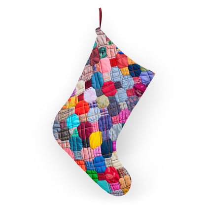 Colorful Patchwork Quilt, Multicolor Mosaic, Cozy Patchwork, Traditional Quilting Art, Eclectic Fabric Squares Design - Christmas Stockings