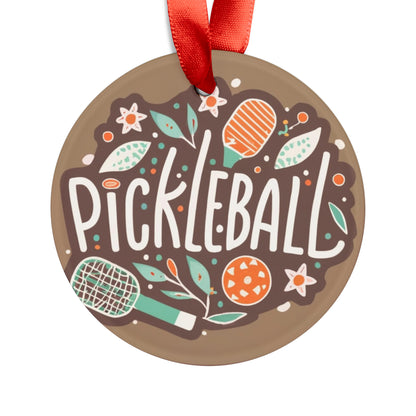 Pickleball Boho Graphic - Sport Gift - Acrylic Ornament with Ribbon