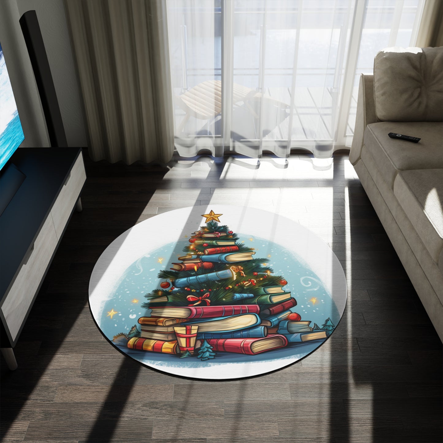 Árbol de Navidad amante de los libros, regalo para lectores - Alfombra redonda