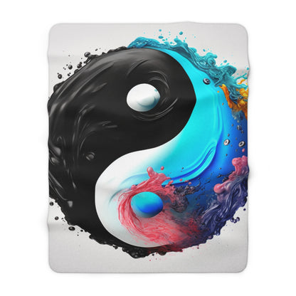 Yin Yang Symbol, Colorful Paint Style - Artistic Decor - Sherpa Fleece Blanket