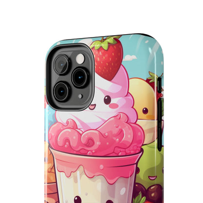 Strawberry Japan Milkshake - Kawaii Dessert Delight - Sweet Berry Anime Character - Tough Phone Cases