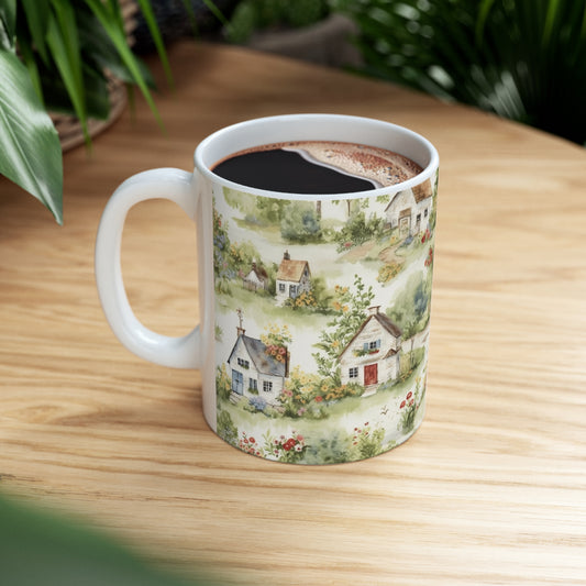 Cottagecore Classic House - Charming Rustic Grandmillenial Style - Eclectic Colors - Ceramic Mug 11oz