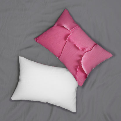 Distressed Neon Pink: Edgy, Ripped Denim-Inspired Doll Fabric - Spun Polyester Lumbar Pillow