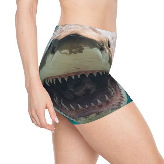 Bull Shark: River Monster Menace - Realistic Dark Water Predator - Women's Shorts (AOP)