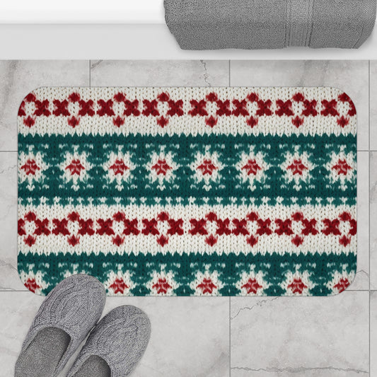 Christmas Knit Crochet Holiday, Festive Yuletide Pattern, Winter Season - Bath Mat
