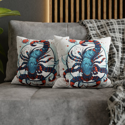 Cute Scorpio Zodiac Sign - Big Claws, Long Tail Cosmic Astrology Symbol - Spun Polyester Square Pillow Case