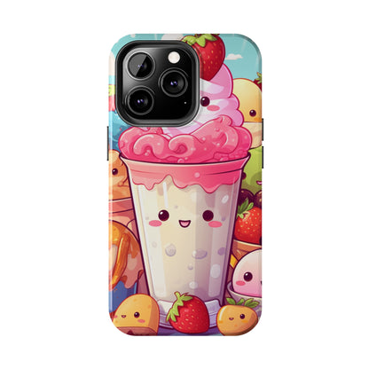 Strawberry Japan Milkshake - Kawaii Dessert Delight - Sweet Berry Anime Character - Tough Phone Cases