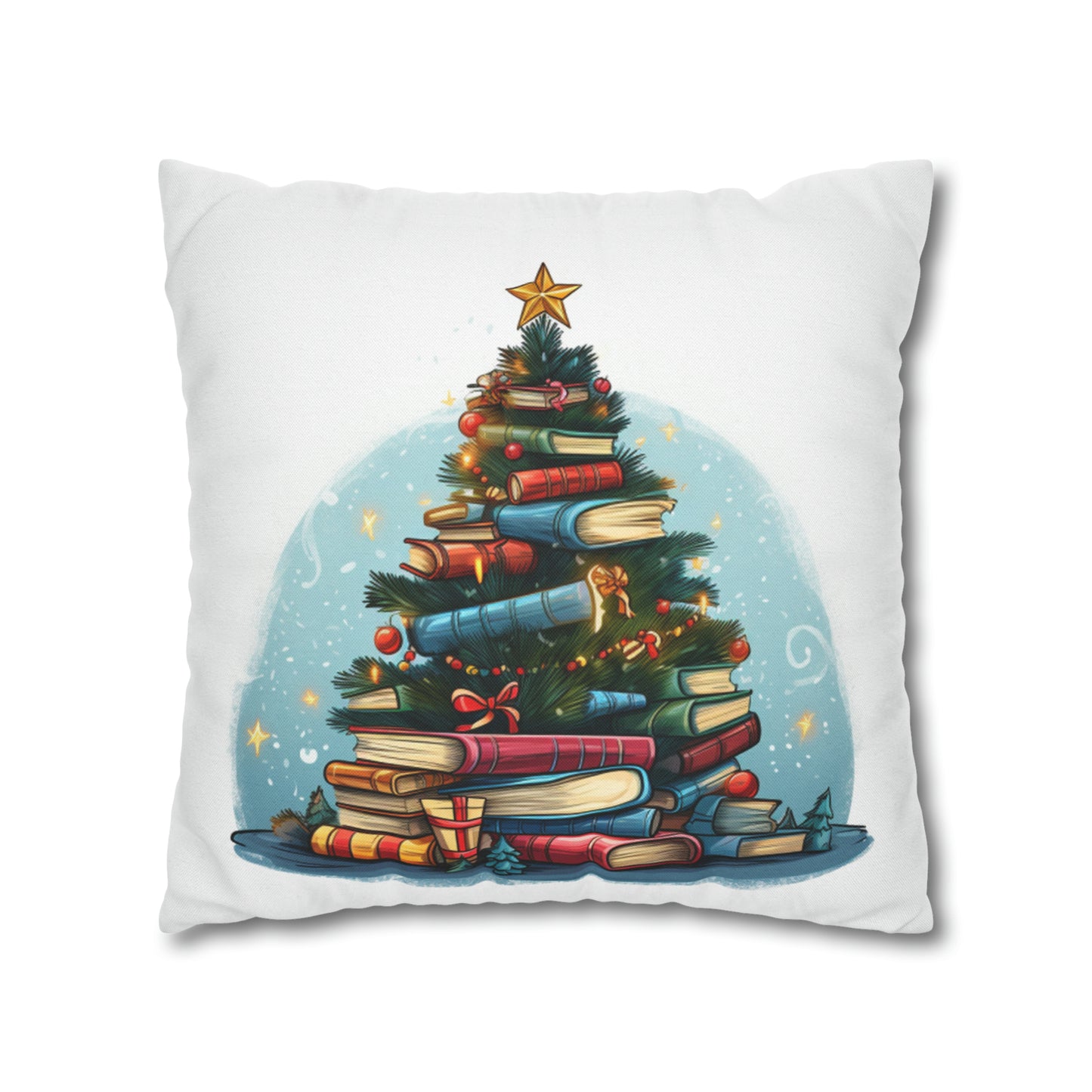 Book Lover Christmas Tree, Gift For Readers - Spun Polyester Square Pillow Case