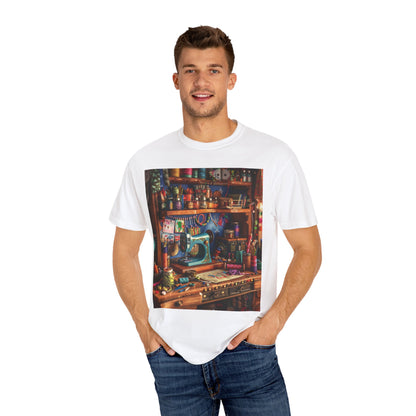 Seamstress Dream: Enchanted Sewing Nook Tapestry, Artisan Craft Room - Unisex Garment-Dyed T-shirt