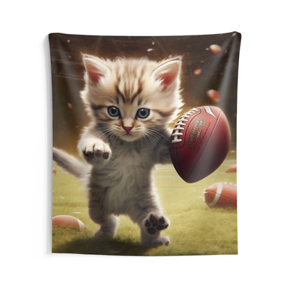 Football Kitty Fantasy: Feline Cat American Sport Quarterback - Indoor Wall Tapestries