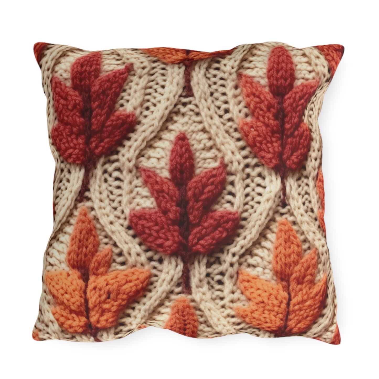 Crochet Fall Leaves: Harvest Rustic Design - Golden Browns -Woodland Maple Magic - Outdoor Pillows