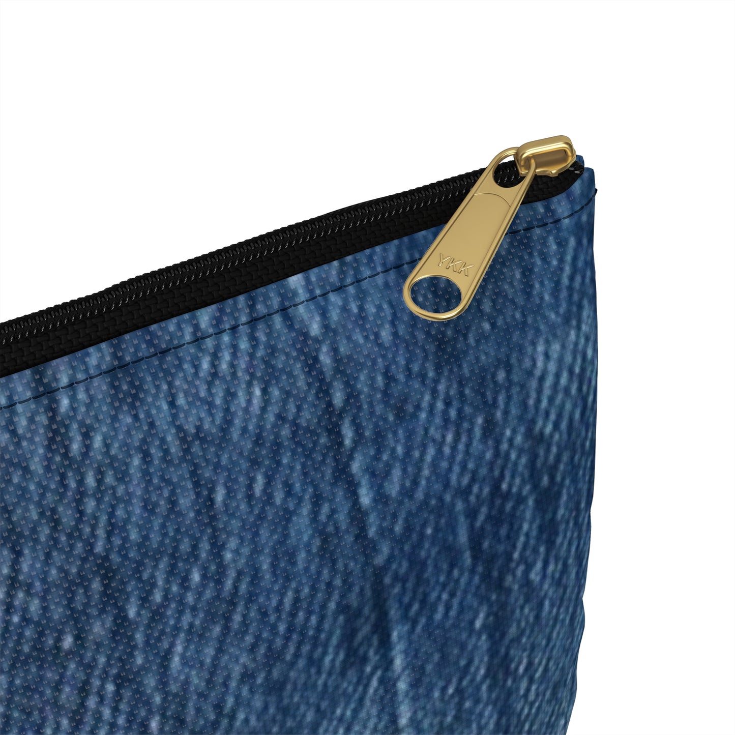 Indigo Splash: Washed Denim Reverie in Deep Blue - Accessory Pouch