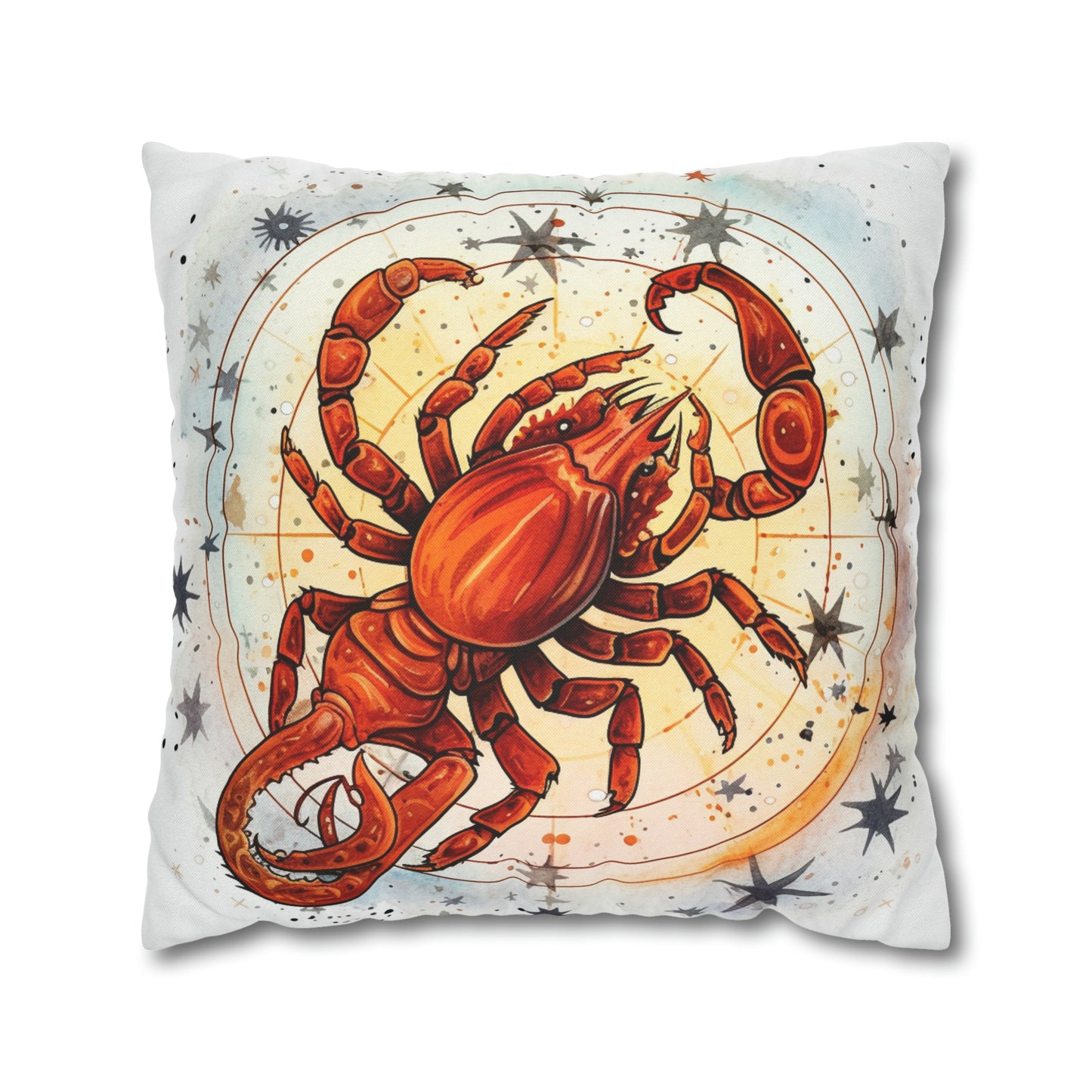 Astrología de Escorpio espinoso - Horóscopo celestial de Escorpión del Zodíaco afilado - Funda de almohada cuadrada de poliéster hilado 