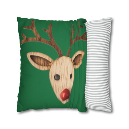 Red Reindeer Nose Christmas Classic Winter Season - Spun Polyester Square Pillow Case