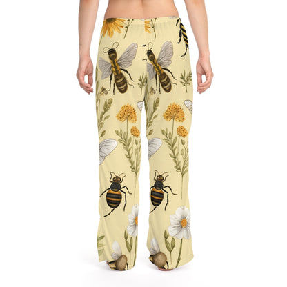 Whimsical Bees & Honeycombs Nature-Friendly Pattern Design Women's Pajama Pants (AOP)