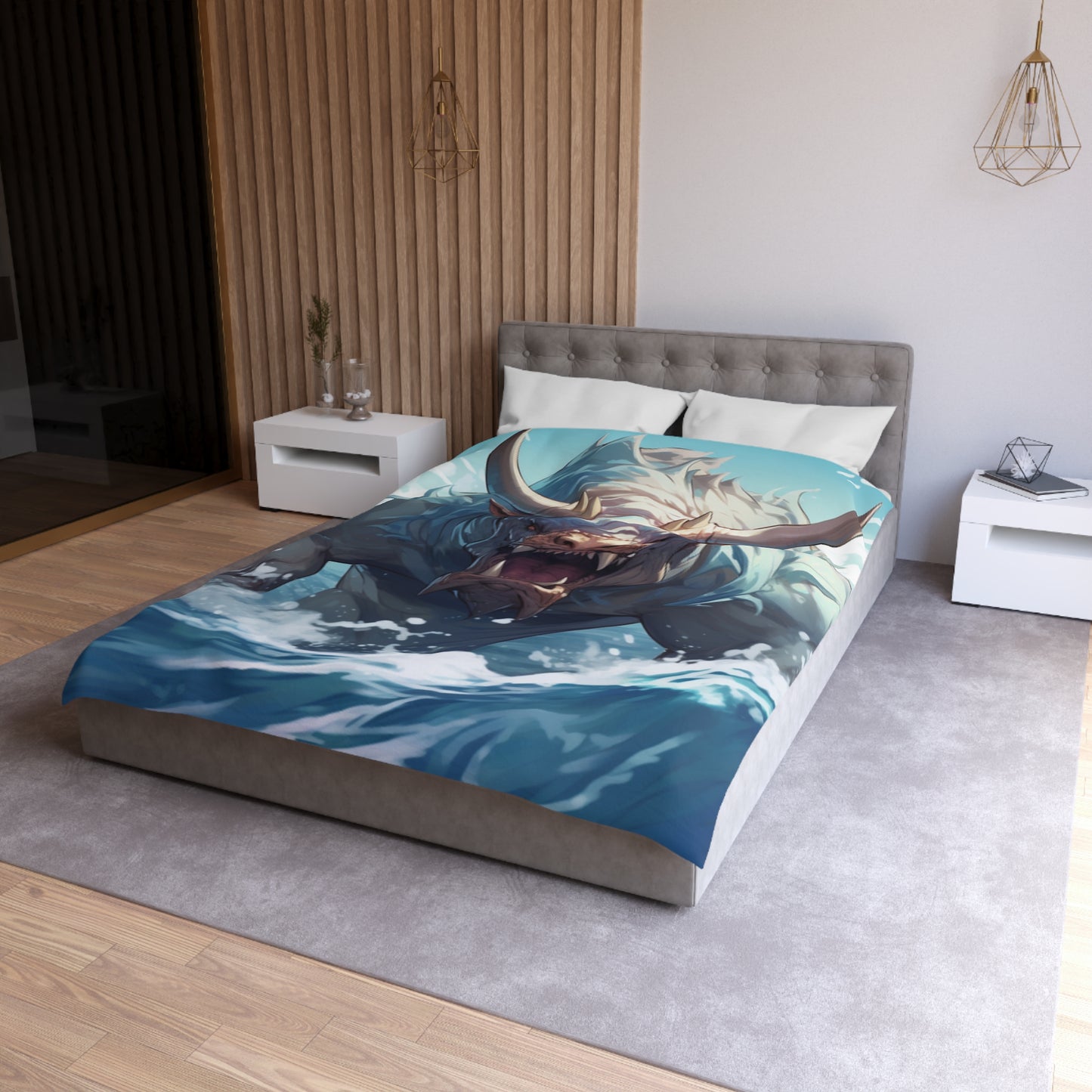 Bull Shark Fusion: Water Fantasy - Hybrid Ocean Marine Animal - Microfiber Duvet Cover