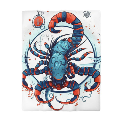 Cute Scorpio Zodiac Sign - Big Claws, Long Tail Cosmic Astrology Symbol - Microfiber Duvet Cover