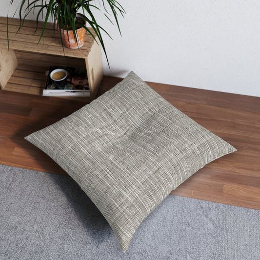 Gris plateado: diseño de tela contemporáneo, inspirado en la mezclilla - Almohada de piso capitoné, cuadrada