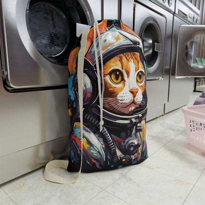 Astro Cat Adventure Feline - Pop Art, Floating in Cosmic Space - Laundry Bag