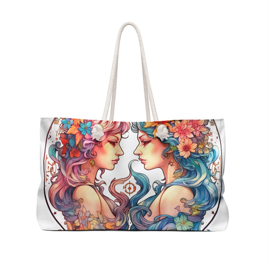 Zodiac Gemini Clipart - Twins Symbol, Whimsical Comic Style - Weekender Bag