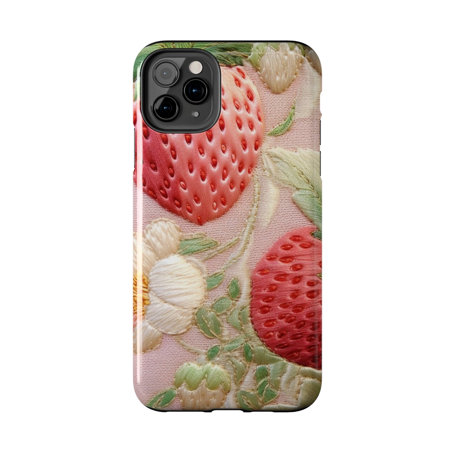 Red Berry Strawberries - Embroid Fruit - Healthy Crop Feast Food Design - Tough Phone Cases