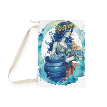 Artistic Aquarius Zodiac - Watercolor Water-Bearer Depiction - Laundry Bag