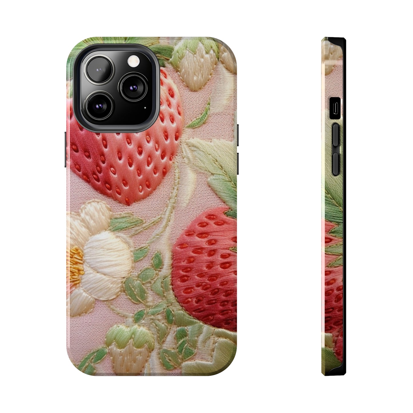 Red Berry Strawberries - Embroid Fruit - Healthy Crop Feast Food Design - Tough Phone Cases