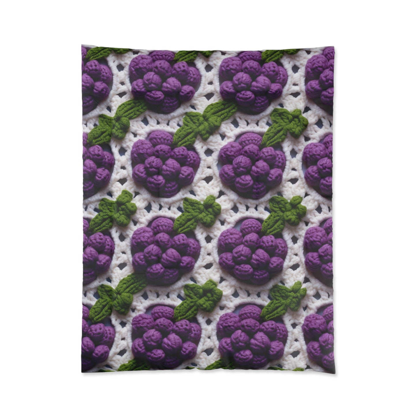 Crochet Grapes Pattern - Granny Square Design - Fresh Fruit Pick - Orchard Purple Snack Food - Bed Comforter